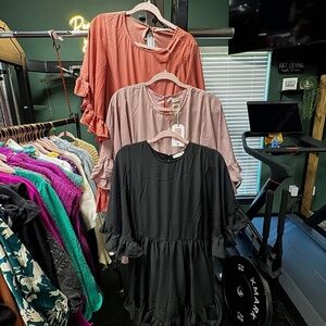 Carol Christian Ruffle Sleeve Dress (Flowy) Orange